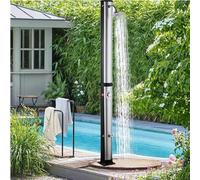 Outdoor Shower with Solar Heating, Hot and Cold Water Mixer, Rotating Shower Head for Pool and Beach