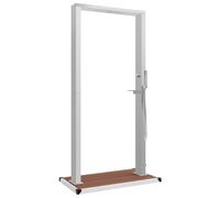 vidaXL Outdoor Shower with Tray WPC Stainless Steel Garden Shower Tower Panel