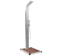 Outdoor Shower with Tray WPC Stainless Steel Panel with Base Brown/Grey vidaXL