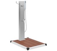 Outdoor Shower with Tray WPC Stainless Steel Panel with Base Brown/Grey vidaXL