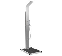 Outdoor Shower with Tray WPC Stainless Steel Panel with Base Brown/Grey vidaXL