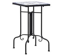Outdoor Side Table Blue White Mosaic Ceramic Tile 35x35x56cm Iron Frame Patio UK