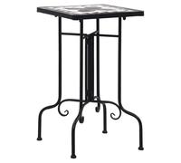 Outdoor Side Table Terracotta Black 35x35x56cm Iron Frame Ceramic Mosaic Plant