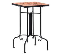 Outdoor Side Table Terracotta Ceramic Mosaic Top 35x35x56cm for Patio Iron Frame