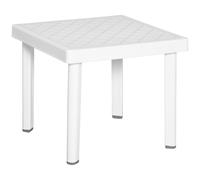 Outdoor Side Table White Plastic 46.5x46.5x40.5cm Square Accent End for Balcony