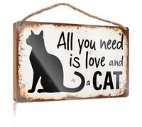 Outdoor Signs For Porch Love And A Cat: Simple Happiness Wooden Sign Fall Decorations For Home Farmhouse Our Home Signs(20X30CM)