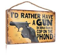 Outdoor Signs For Porch Prefer Gun In Mind Over Cop On Phone Wooden Sign Fall Decorations For Home Farmhouse Our Home Signs(20X30CM)