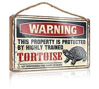 Outdoor Signs For Porch Warning This Property Is Protected By A Highly Trained Tortoise Wooden Sign Welcome Sign For Front Porch Standing Outdoor Deco(15X28CM)