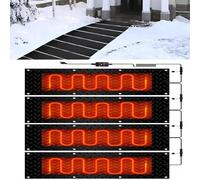 Outdoor Snow Melting Mat - Non-Slip Driveway & Walkway Snow Removal with 6ft Power Cord - 2 in/Hour Melting Rate(25.4x76.2cmx4Pcs)
