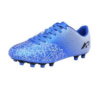 Outdoor Soccer Shoes for Kids Firm Ground Athletic Football Boots for Boys Girls Training for Toddlers Big Kids, blue, 14 UK