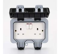Outdoor Sockets Waterproof Double Socket, Wall Electrical Outlets, IP66 Switched Socket Covers,13A Outdoor Wall Weatherproof Plug Socket Box Double Socket