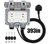 Outdoor Sockets Waterproof Double Socket, Weatherproof Outdoor Sockets with 10M Extension Cable Outdoor Outside Plug Socket 13A IP66 Wall Electrical Outlets Switched Socket Covers