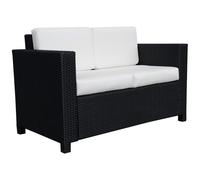 Outsunny Rattan Wicker 2-seat Sofa Loveseat Padded Garden Furniture Black