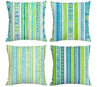 Outdoor Sofa Cushion Covers Set of 4 45x45cm Square Linen Pillowcases with Hidden Zipper Green Decorative Cushions for Garden Benches Home Decor Gift for Her