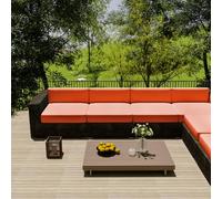 Outdoor Sofa Seat Cushion Cover Waterproof,Outdoor Seat Cushion Cover Removable With Zipper,Sofa Cover L Shape Corner Sofa 2 3 Seater For Garden Furniture Made Of Rattan,Orange,60x55x10cm