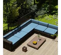 Outdoor Sofa Seat Cushion Cover Waterproof,Outdoor Seat Cushion Cover Removable With Zipper,Sofa Cover L Shape Corner Sofa 2 3 Seater For Garden Furniture Made Of Rattan,Blue grey,63x68x12cm