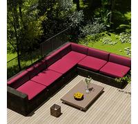 Outdoor Sofa Seat Cushion Cover Waterproof,Outdoor Seat Cushion Cover Removable With Zipper,Sofa Cover L Shape Corner Sofa 2 3 Seater For Garden Furniture Made Of Rattan,Magenta,50x50x5cm