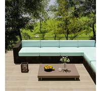 Outdoor Sofa Seat Cushion Cover Waterproof,Outdoor Seat Cushion Cover Removable With Zipper,Sofa Cover L Shape Corner Sofa 2 3 Seater For Garden Furniture Made Of Rattan,Water blue,50x50x5cm