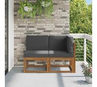vidaXL Outdoor Middle and Corner Sofa 2 Piece Natural and Anthracite