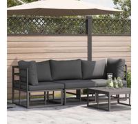 Outdoor Sofa Set 3-Piece Metal Black & Anthracite 214x71.5x71 cm Zipped Cushions