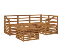 Outdoor Sectional Sofa Set 5pc Natural Acacia Wood Modular 59x59x37cm for Patio