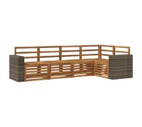 Sectional Sofa Set Natural Solid Acacia Wood 251x132.5x73 cm Slatted Corner Set