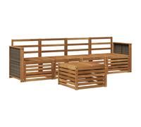 Outdoor Sofa Set Natural Acacia Wood 5pc Slatted Weatherproof 59x63x73cm Support