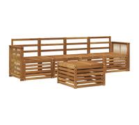 Outdoor Sofa Set 5pc Natural Solid Acacia Wood 59x63x73cm Slatted Lacquered Mod