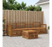 Outdoor Sofa Set 5pc Natural Solid Acacia Wood 59x63x73cm Slatted Lacquered Mod