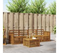 Outdoor sofa set 5pc Natural Solid Acacia Wood Modular 59x59x37cm Table Garden