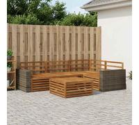 Outdoor Sofa Set 5pc Solid Acacia Natural Modular 79x79x37cm 4-Seater ForGarden
