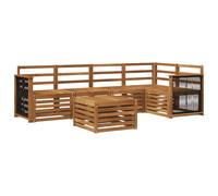 Sectional Sofa Set 5 pcs Natural Solid Acacia Wood Slatted Modular Patio Garden