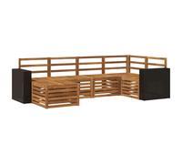 Outdoor Sectional Sofa Set 255x136.5x73 cm Natural Acacia Wood Lacquered 6-piece