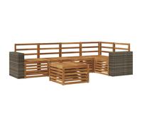 Sectional Sofa Set Natural Solid Acacia Wood 59x59x37cm Slatted Modular Outdoor