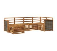 Sectional Sofa Set Natural Solid Acacia Wood 5pc Modular 63x63x73cm Weatherproof