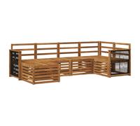 Sectional Sofa Set Natural Solid Acacia Wood 5pc Modular 63x63x73cm for garden