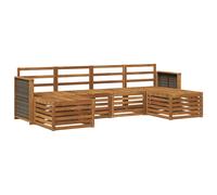 Outdoor Sofa Set Solid Acacia Wood Natural Slatted Modular Weather-Resistant Arm