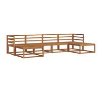 Outdoor Sofa Set Natural Solid Acacia Wood 329x162.5x73 cm Slatted with Armrests