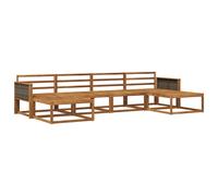 Outdoor sofa set 6-seater Natural solid acacia wood 79x83x73 cm weatherproof set