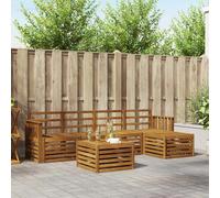 Outdoor Sofa Set 6pc Natural Acacia Wood Slatted 59x59x37cm Modular Weatherproof