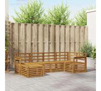 Outdoor Sofa Set 6pc Natural Solid Acacia Wood 247x128.5x73cm Modular Lacquered