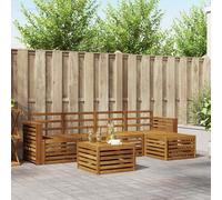 Outdoor Sofa Set 6pc Natural Solid Acacia Wood Slatted 59x59x37cm Modular Rustic