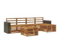 Outdoor Sofa Set 6pc Solid Acacia Wood Natural Modular Weather-Resistant Armrest