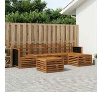 Outdoor Sofa Set 6pc Solid Acacia Wood NaturalModular Slatted Lacquer 59x63x73cm