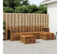 Outdoor Sofa Set 6pcs Acacia Wooden Natural Modular 59x63x73cm Weather-Resistant