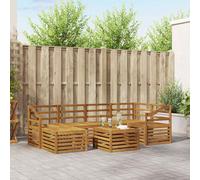 Outdoor Sofa Set 6PcSet Natural Solid Acacia Wood Slatted Modular Corner 63x63cm