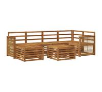 Outdoor Sectional Sofa Set 6pc Natural Solid Acacia Wood Modular Patio for patio