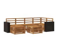 Sectional Sofa Set 7pc Natural Solid Acacia Wood 59x59x37cm Modular Patio Corner