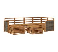 Corner Sofa Set 6pc Natural Solid Acacia Wood Modular 63x59x73cm Seats for Patio