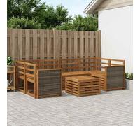 Outdoor sofa set 7pc Natural solid acacia wood modular 59x63x73cm lacquered eco
